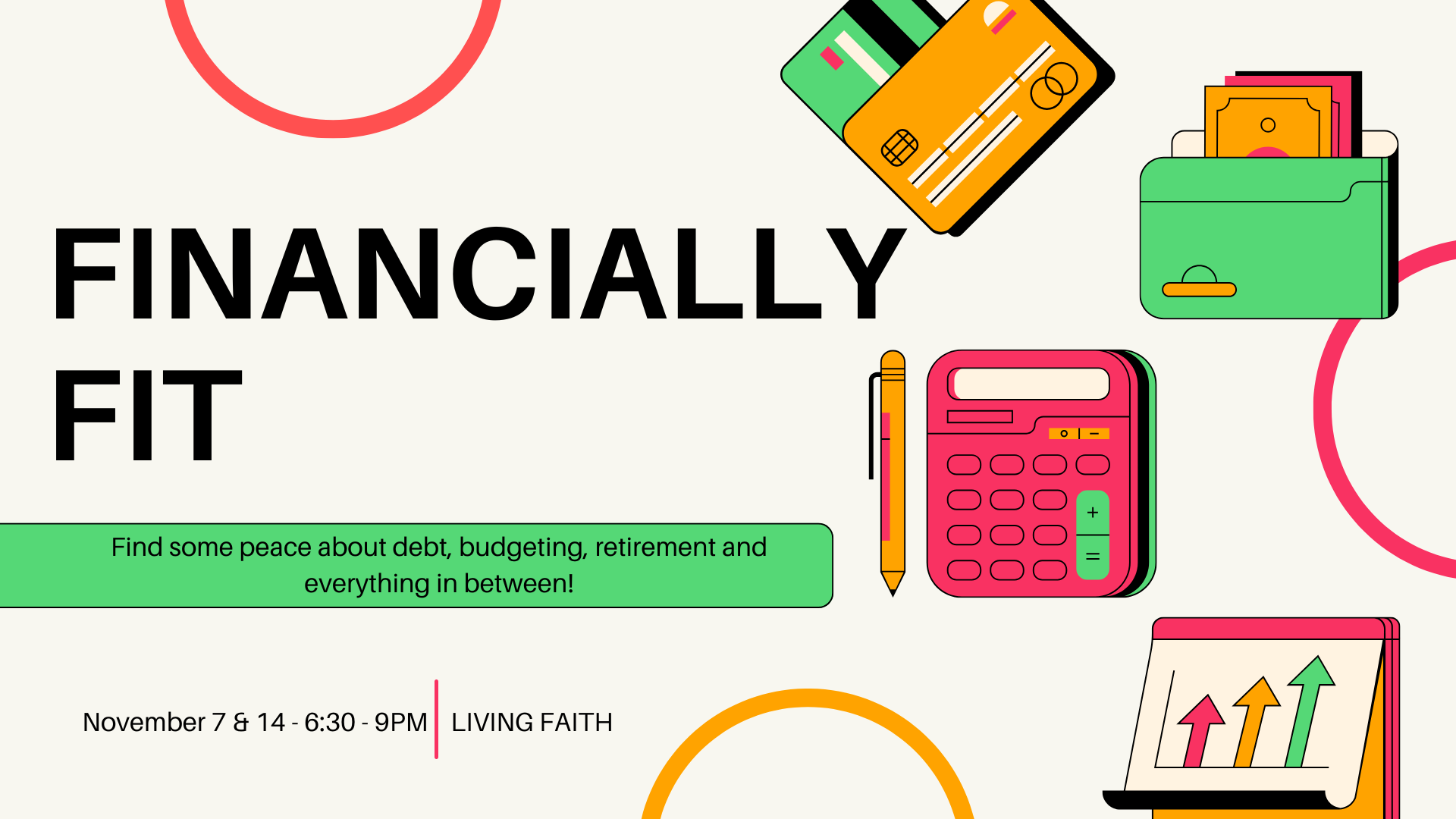 Financial Literacy Education Presentation in Bright Pink Green and Yellow Flat Graphic Style